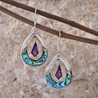 Royal Bali - Afrikanische Amethyst, Abalone Muschel Ohrringe 925 Silber