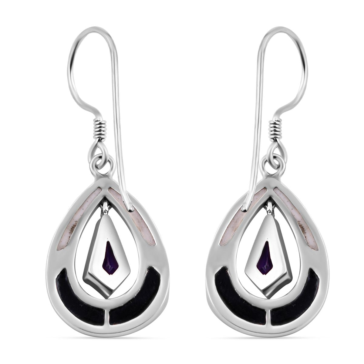Royal Bali - Afrikanische Amethyst, Abalone Muschel Ohrringe 925 Silber