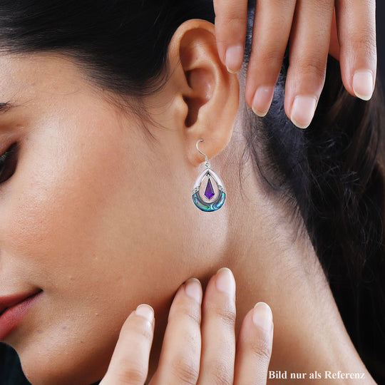 Royal Bali - Afrikanische Amethyst, Abalone Muschel Ohrringe 925 Silber
