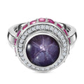 Sternrubin, Afrikanischer Rubin (Fissure gefüllt) Ring, 925 Silber platiniert (Größe 17.00) ca. 9.47 ct