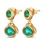 Smaragd-Quarz Triplette Ohrringe, 925 Silber vergoldet ca. 4.39 ct