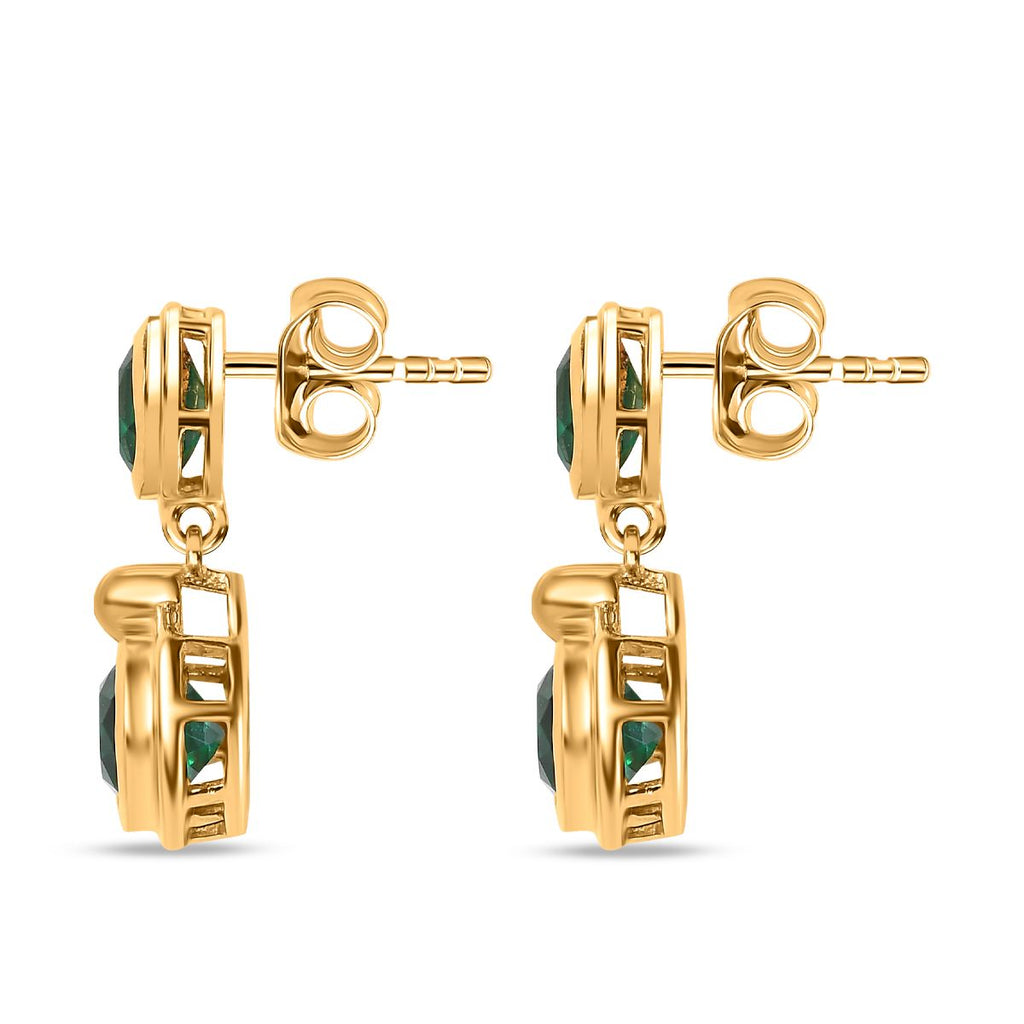 Smaragd-Quarz Triplette Ohrringe, 925 Silber vergoldet ca. 4.39 ct
