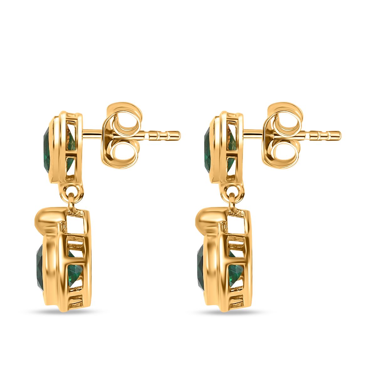 Smaragd-Quarz Triplette Ohrringe, 925 Silber vergoldet ca. 4.39 ct