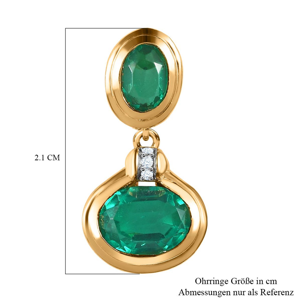 Smaragd-Quarz Triplette Ohrringe, 925 Silber vergoldet ca. 4.39 ct