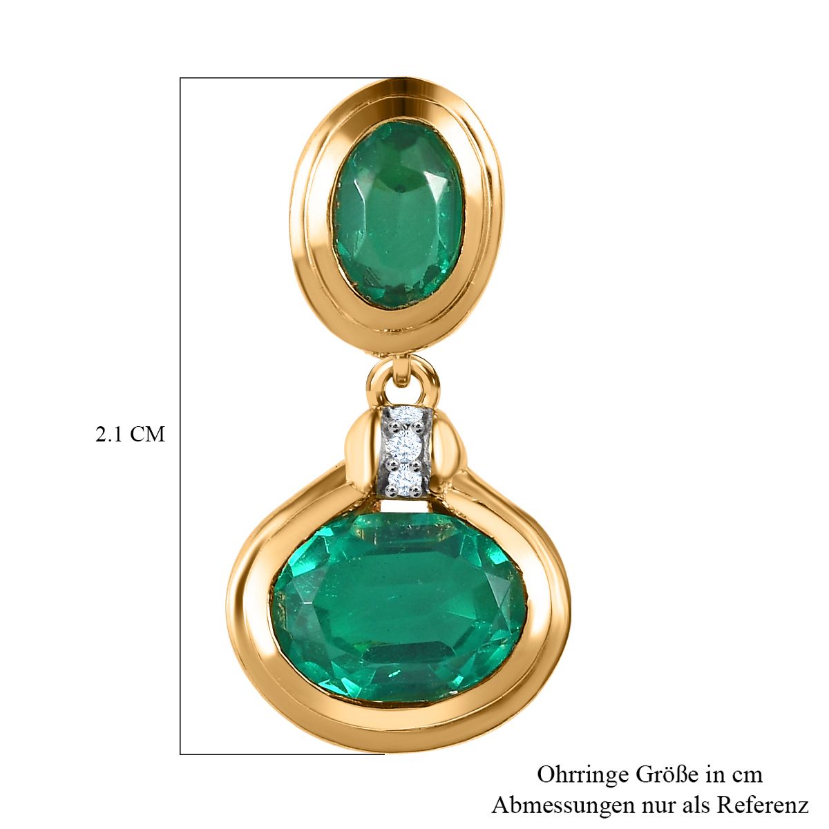Smaragd-Quarz Triplette Ohrringe, 925 Silber vergoldet ca. 4.39 ct