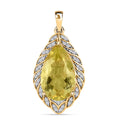 AAA Ouro Verde-Quarz, weißer Zirkon Anhänger, 925 Silber vergoldet ca. 8.34 ct