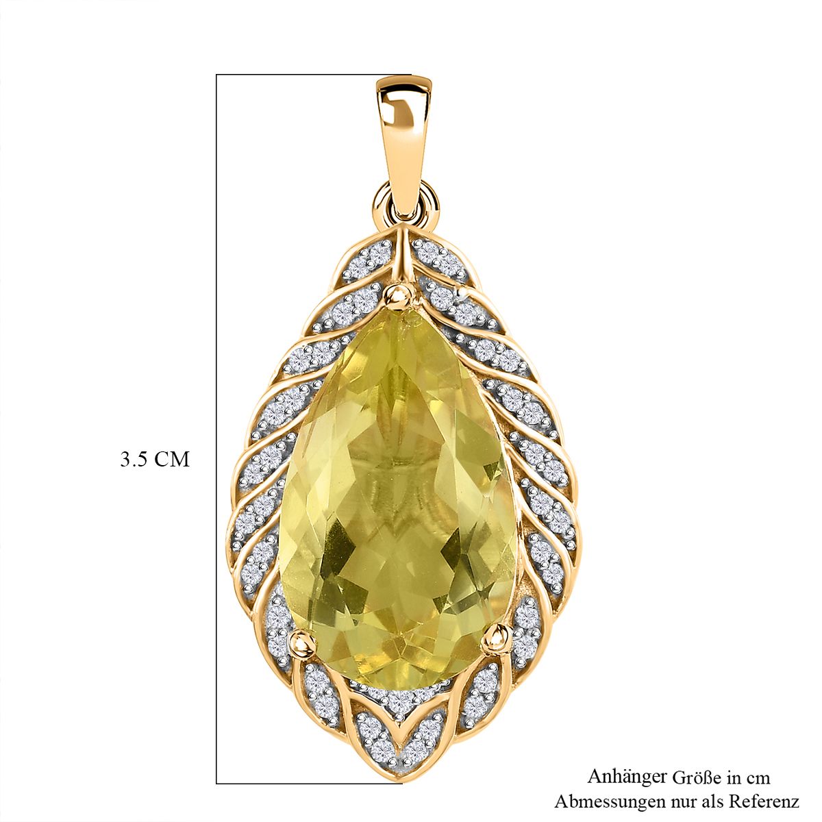 AAA Ouro Verde-Quarz, weißer Zirkon Anhänger, 925 Silber vergoldet ca. 8.34 ct