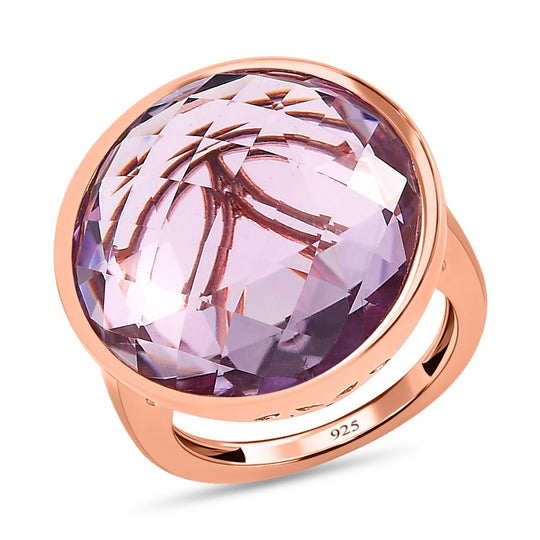 Rose De France Amethyst Ring 925 Silber Roségold Vermeil (Größe 17.00) ca. 23.29 ct