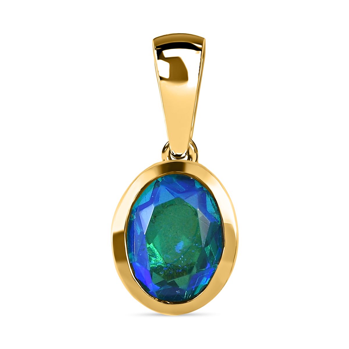 Paraiba Pfau Triplette Quarz Anhänger, 925 Silber vergoldet ca. 2.17 ct