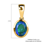 Paraiba Pfau Triplette Quarz Anhänger, 925 Silber vergoldet ca. 2.17 ct