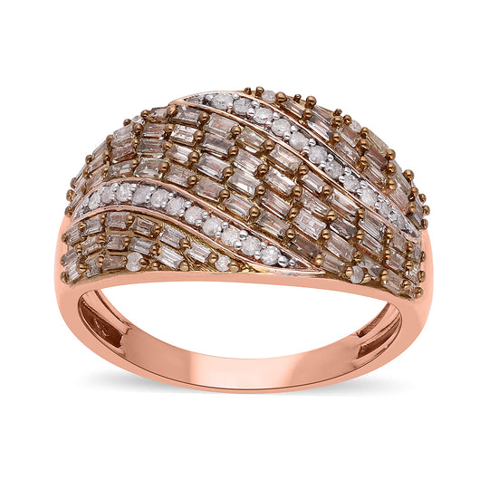 Natürlicher Champagner Diamant Ring, 925 Silber Roségold Vermeil (Größe 19.00) ca. 1.00 ct