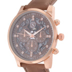 Strada Japanisches Uhrwerk - Exklusive Uhr mit braunem Hohlzifferblatt, braunem PU-Band und Edelstahl-Schnalle, Weißer Kristall Uhr, 23cm, rose
