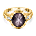 Sternrubin, weißer Zirkon Ring, 925 Silber vergoldet (Größe 18.00) ca. 9.28 ct