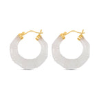 Weiße Jade Ohrringe 925 Silber vergoldet ca. 54.50 ct