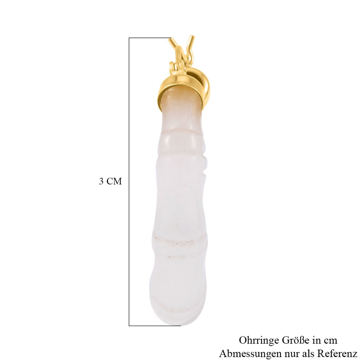 Weiße Jade Ohrringe 925 Silber vergoldet ca. 54.50 ct