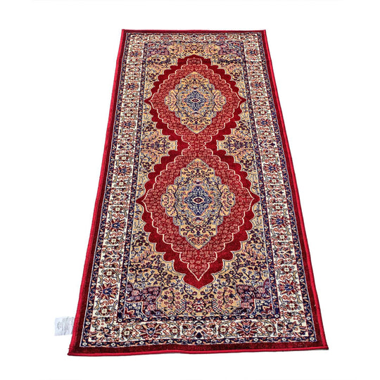 70% Polyester and 30% Cotton Pile Runner 950 Gsm
Colour: Red & Multi
Size: 66x180 cm