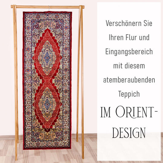 70% Polyester and 30% Cotton Pile Runner 950 Gsm
Colour: Red & Multi
Size: 66x180 cm