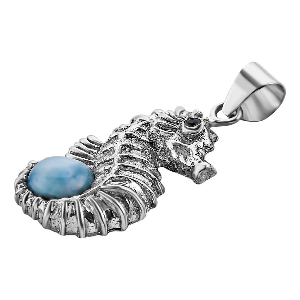 Royal Bali -Larimar, Schwarzer Spinell Anhänger, 925 Silber ca. 2.36 ct