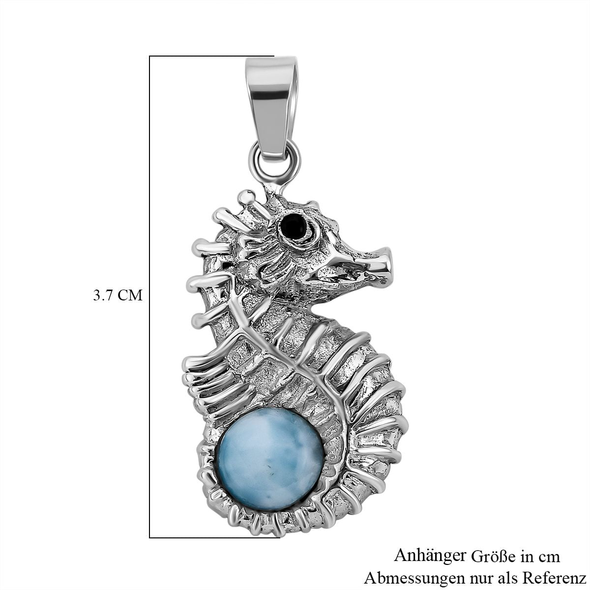 Royal Bali -Larimar, Schwarzer Spinell Anhänger, 925 Silber ca. 2.36 ct