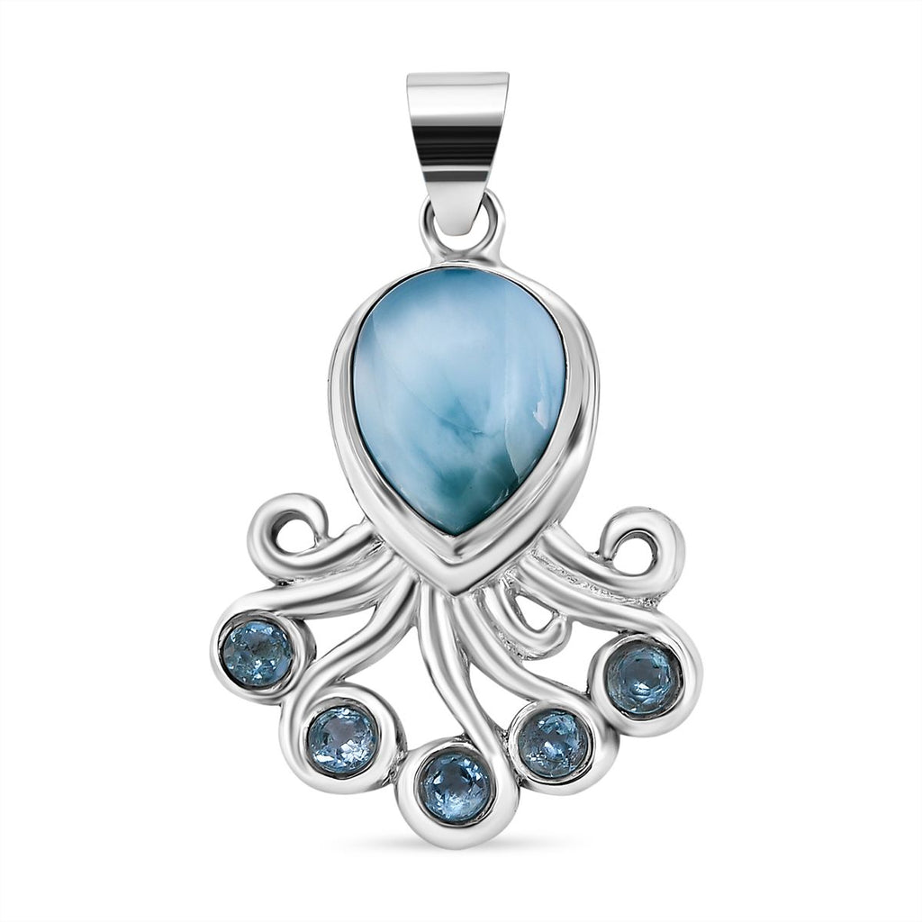 Royal Bali Kollektion- Larimar, Schweizer Blautopas Anhänger, 925 Silber - 5,51 ct.