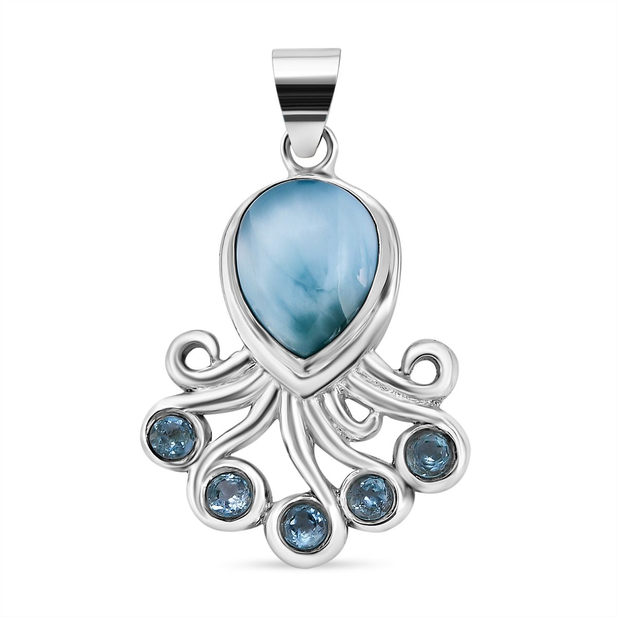Royal Bali Kollektion- Larimar, Schweizer Blautopas Anhänger, 925 Silber - 5,51 ct.