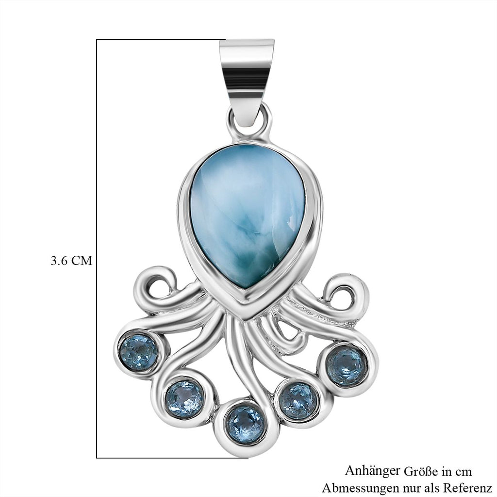 Royal Bali Kollektion- Larimar, Schweizer Blautopas Anhänger, 925 Silber - 5,51 ct.