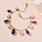 GP Italienische Garten Kollektion - AA Afrikanischer Amethyst Armband ca. 19 cm 925 Silber Gelbgold Vermeil ca. 49.82 ct