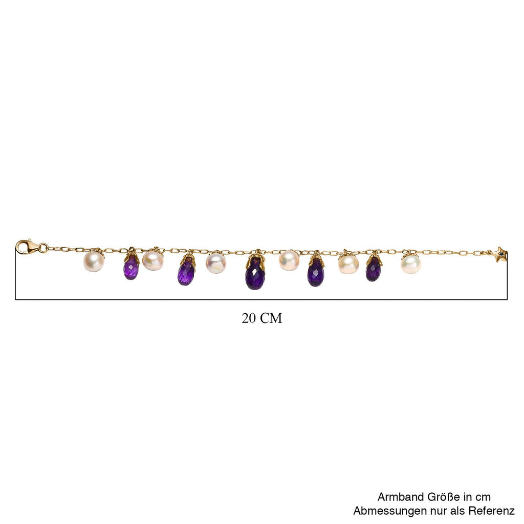 GP Italienische Garten Kollektion - AA Afrikanischer Amethyst Armband ca. 19 cm 925 Silber Gelbgold Vermeil ca. 49.82 ct