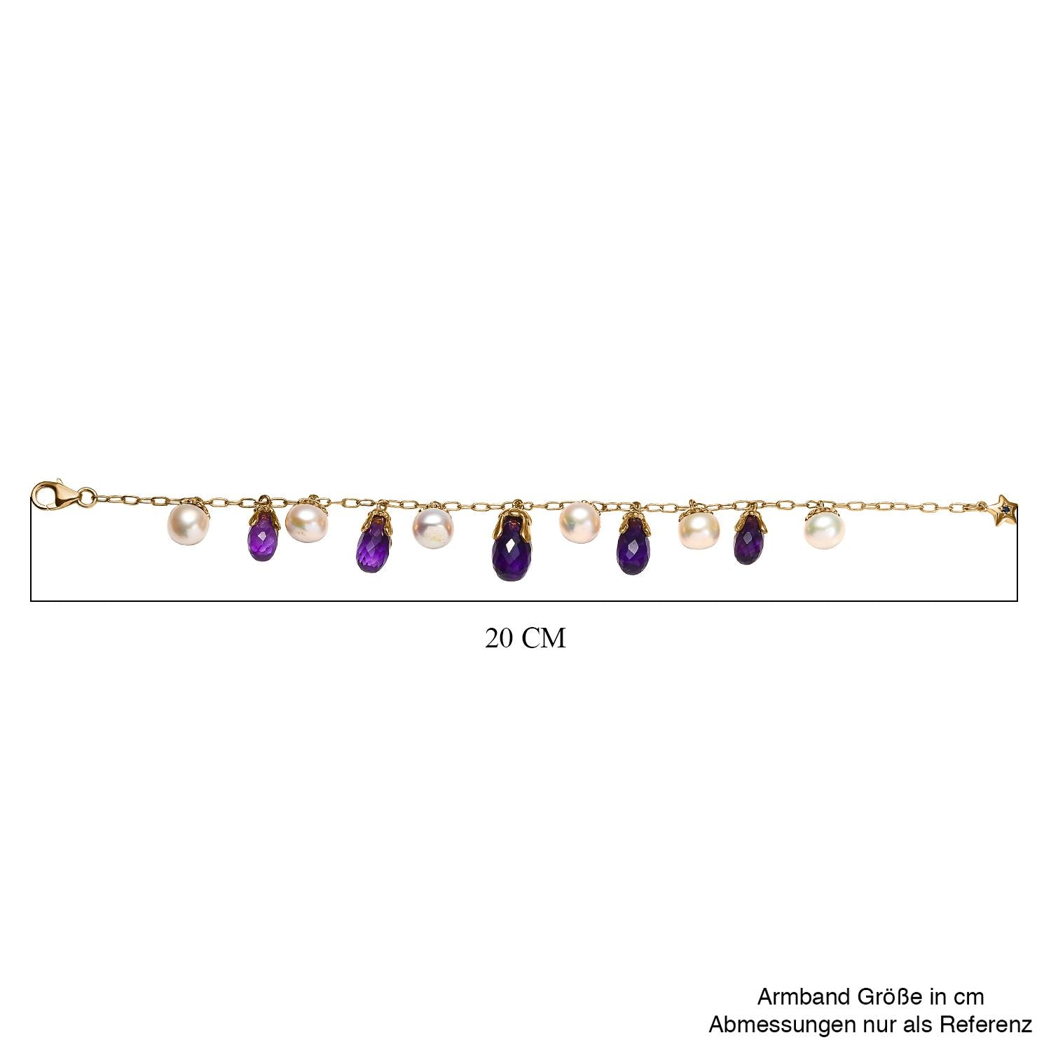GP Italienische Garten Kollektion - AA Afrikanischer Amethyst Armband ca. 19 cm 925 Silber Gelbgold Vermeil ca. 49.82 ct