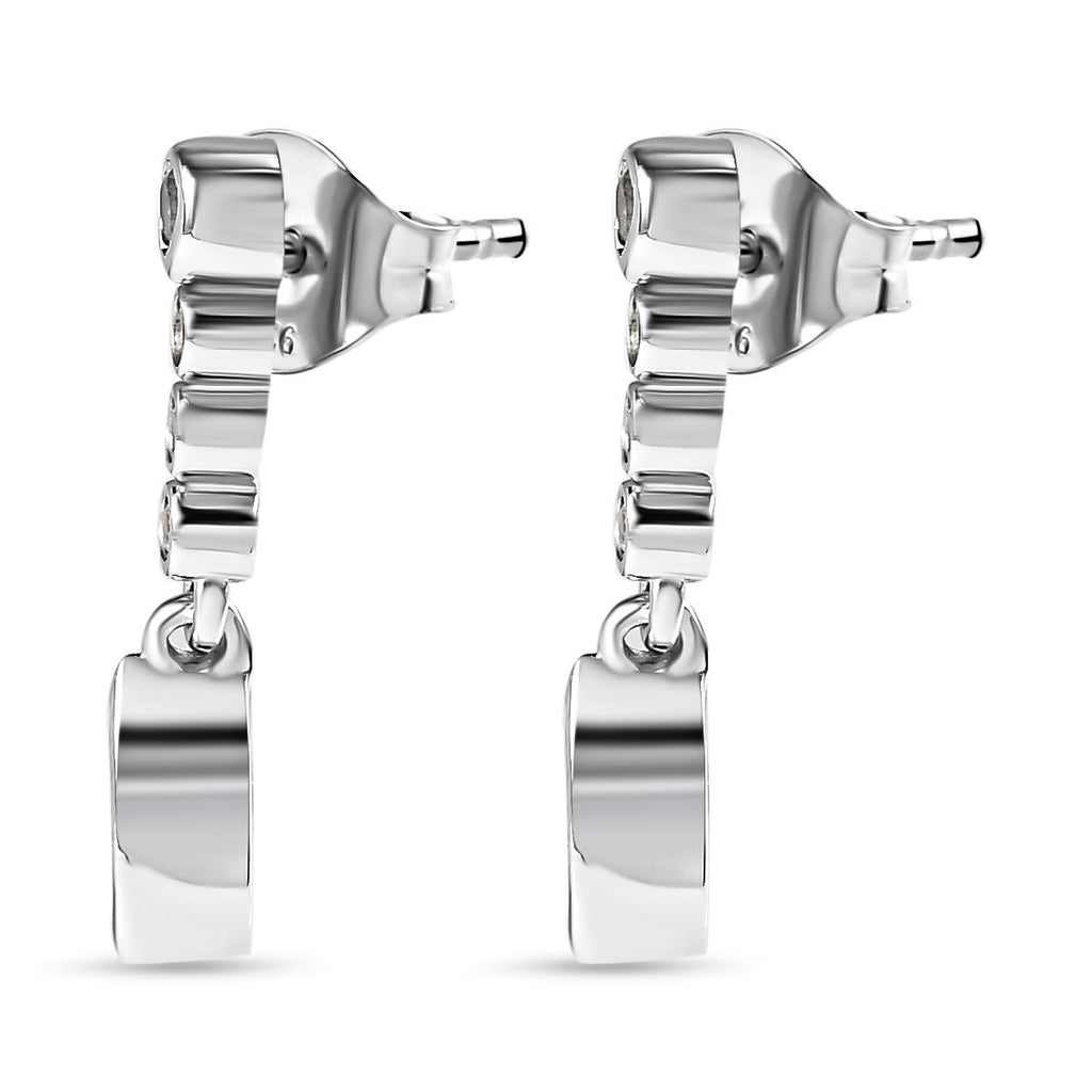 Tansanit, Weißer Zirkon Ohrringe, 925 Silber platiniert ca. 0.94 ct
