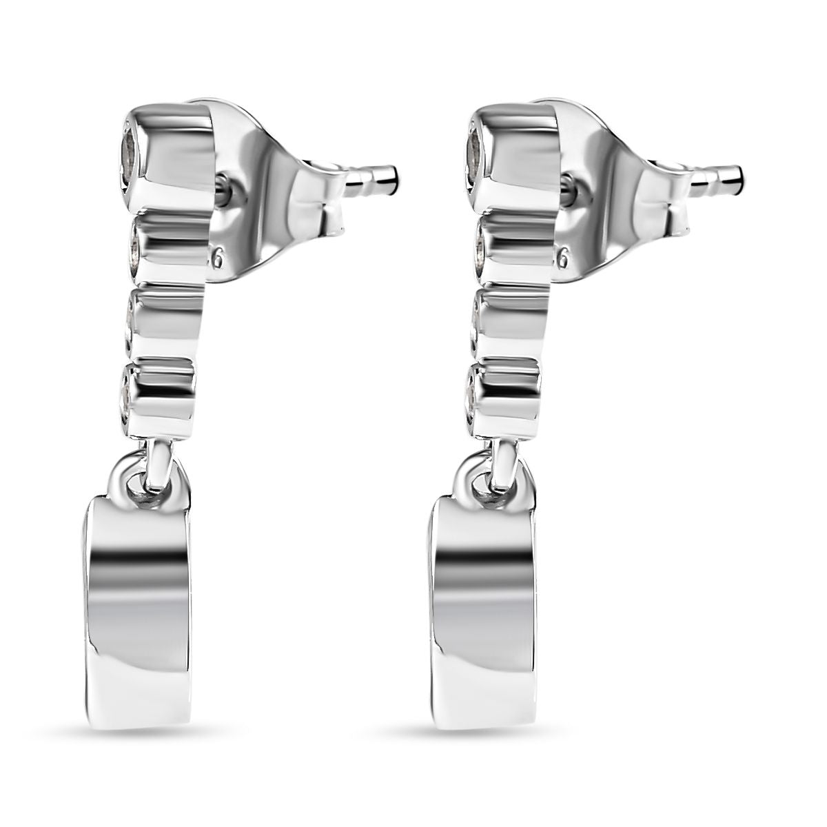 Tansanit, Weißer Zirkon Ohrringe, 925 Silber platiniert ca. 0.94 ct