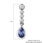 Tansanit, Weißer Zirkon Ohrringe, 925 Silber platiniert ca. 0.94 ct