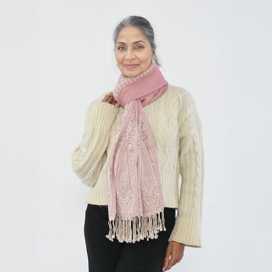 100% Viskose Gewebter Jamawar-Schal, Super Jamawar-Design, 70x190 cm, rot