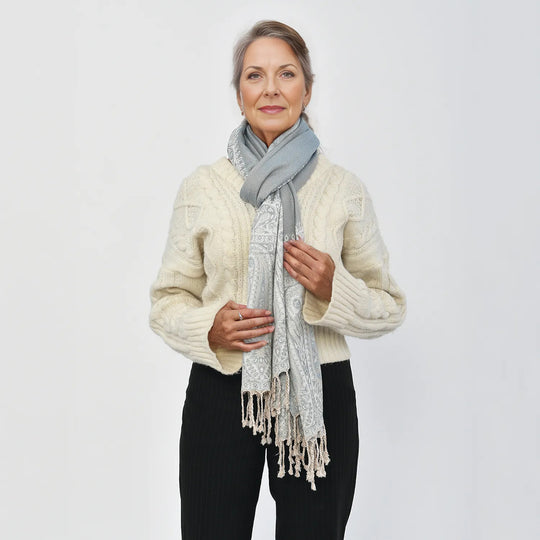 100% Viskose Gewebter Jamawar-Schal, Super Jamawar-Design, 70x190 cm, rot