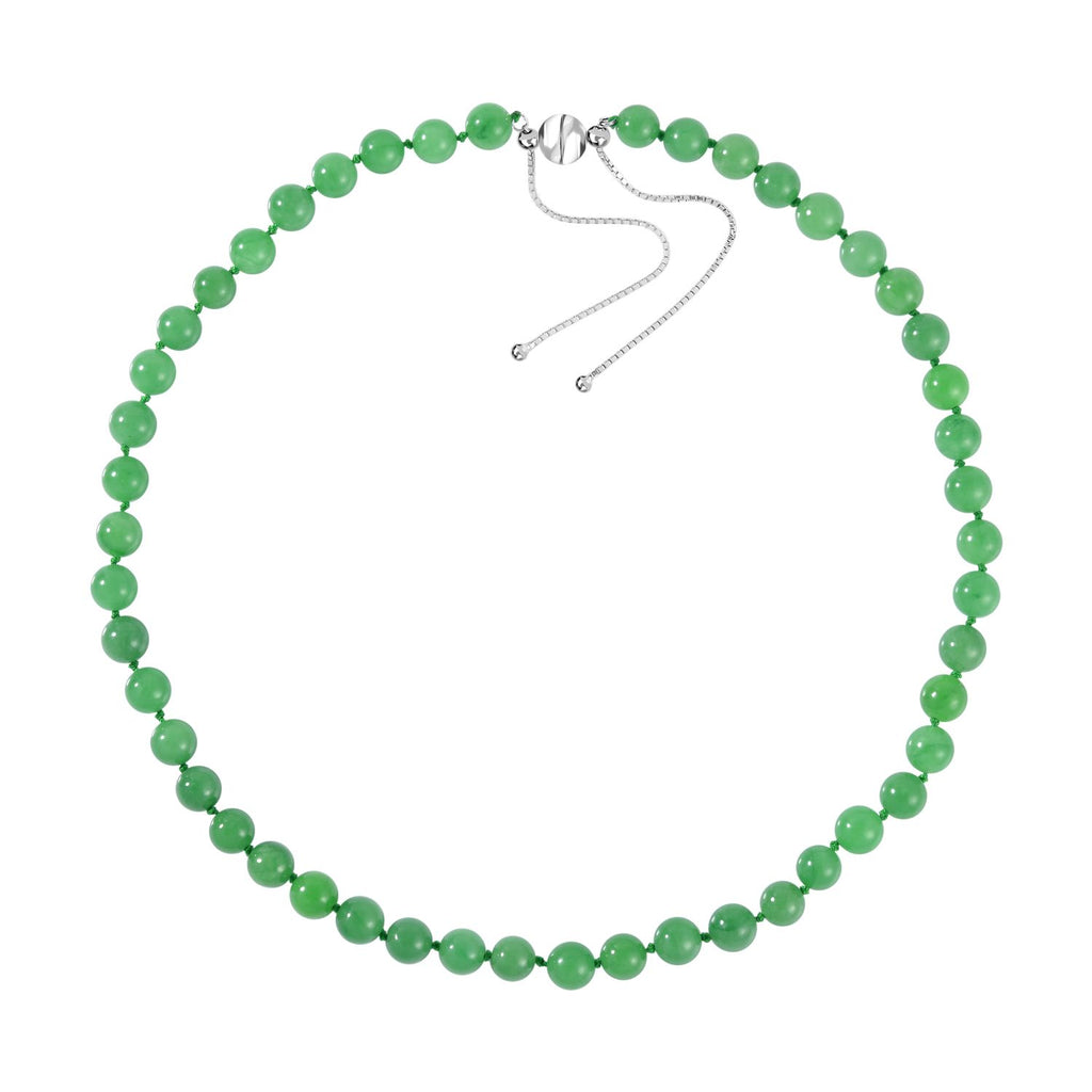 Grüne Jade Halskette ca. 45 cm 925 Silber rhodiniert ca. 198.95 ct