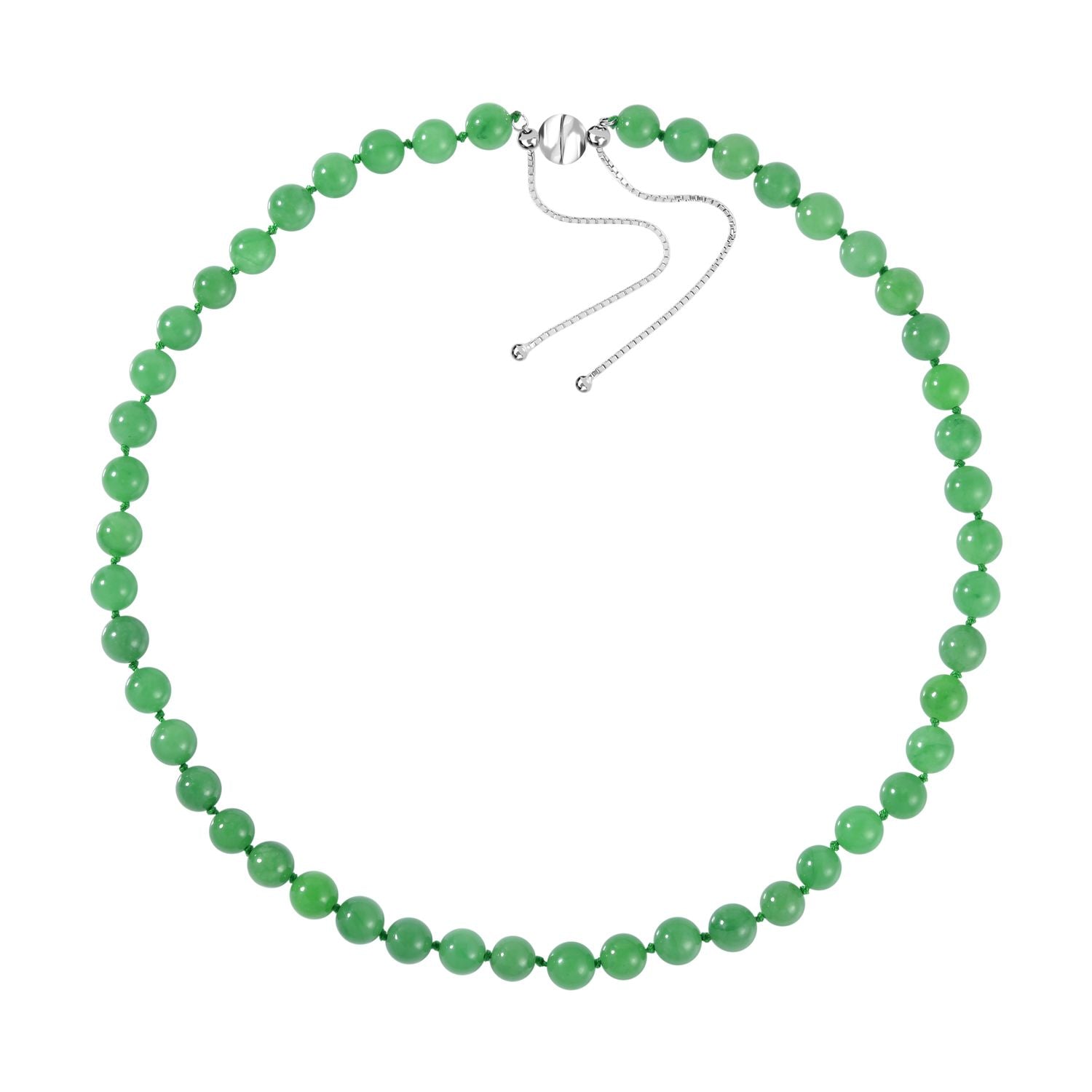 Grüne Jade Halskette ca. 45 cm 925 Silber rhodiniert ca. 198.95 ct
