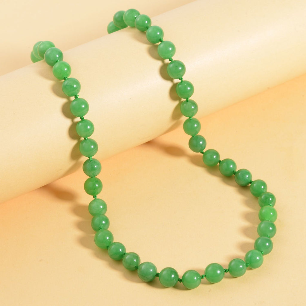 Grüne Jade Halskette ca. 45 cm 925 Silber rhodiniert ca. 198.95 ct