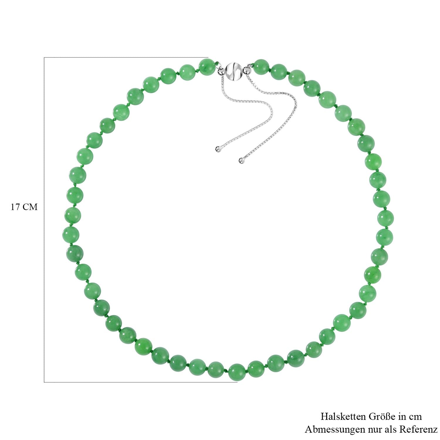 Grüne Jade Halskette ca. 45 cm 925 Silber rhodiniert ca. 198.95 ct
