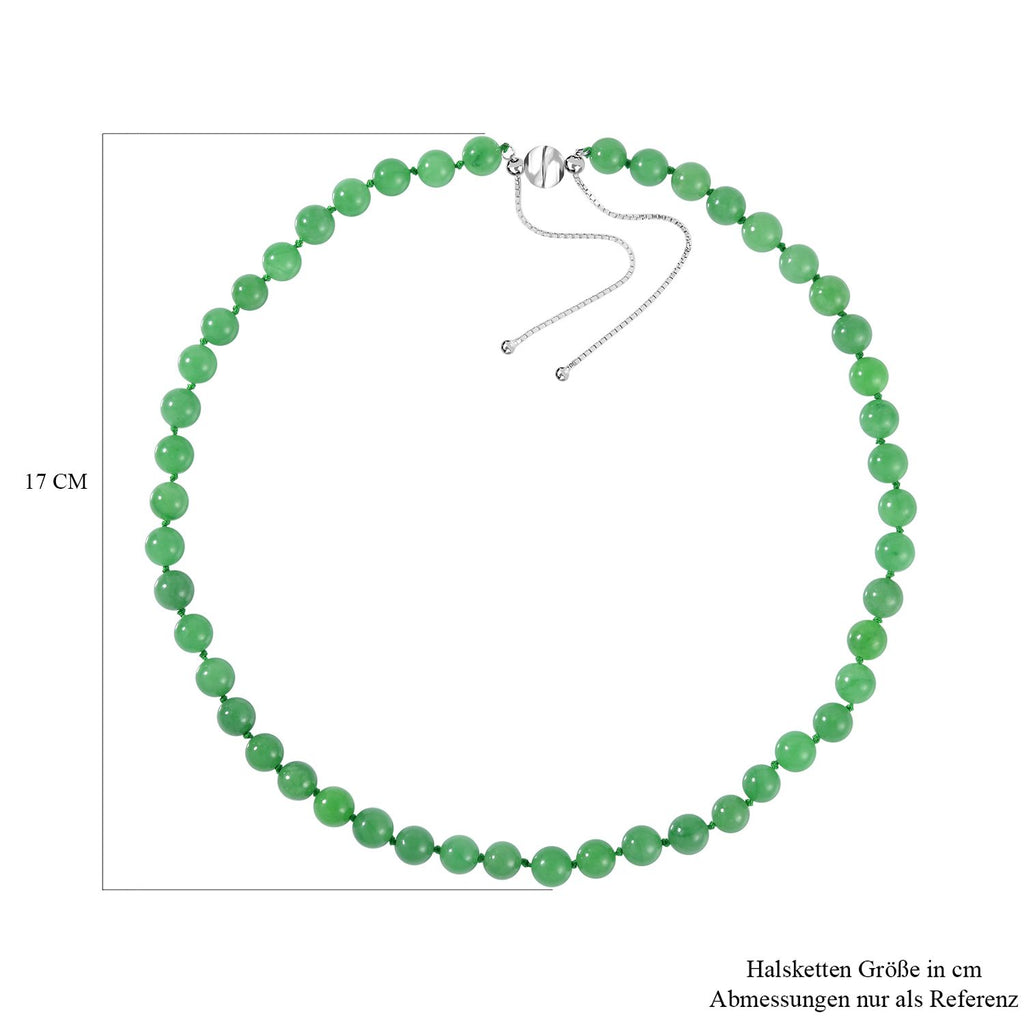 Grüne Jade Halskette ca. 45 cm 925 Silber rhodiniert ca. 198.95 ct