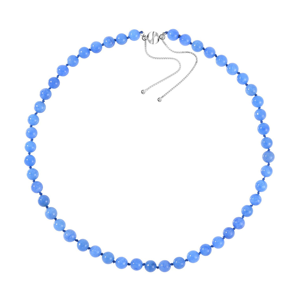 Blaue Jade Halskette ca. 45 cm 925 Silber rhodiniert ca. 213.95 ct