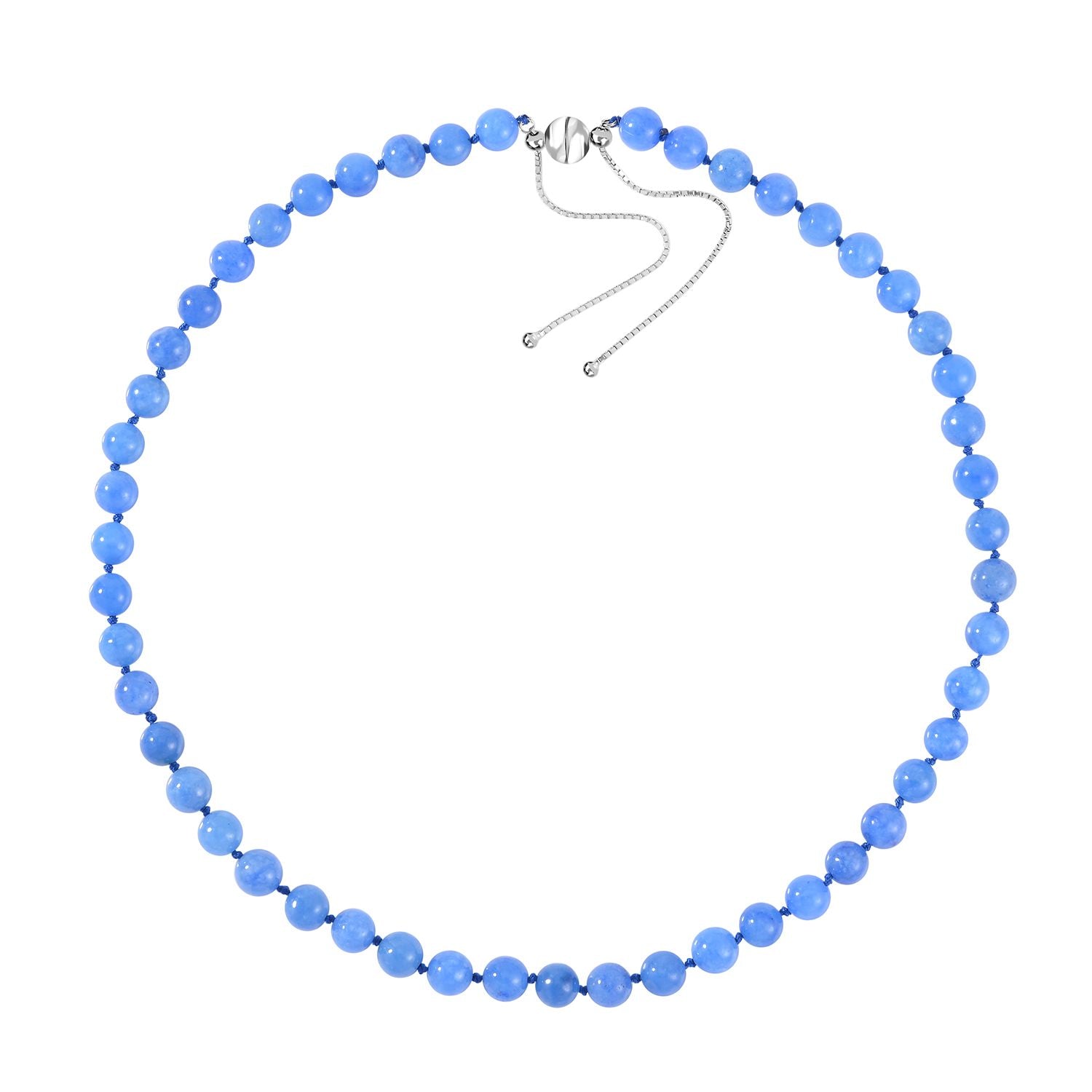 Blaue Jade Halskette ca. 45 cm 925 Silber rhodiniert ca. 213.95 ct