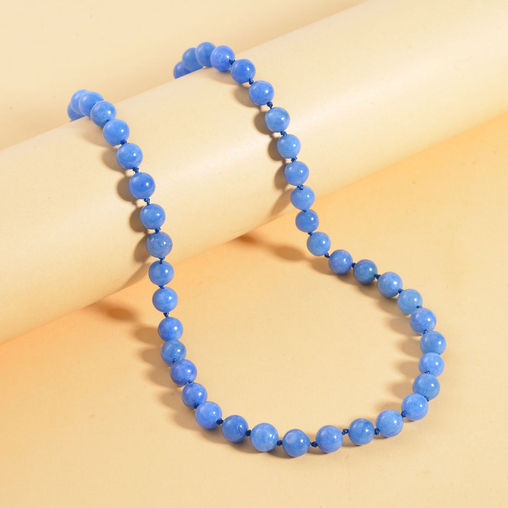 Blaue Jade Halskette ca. 45 cm 925 Silber rhodiniert ca. 213.95 ct
