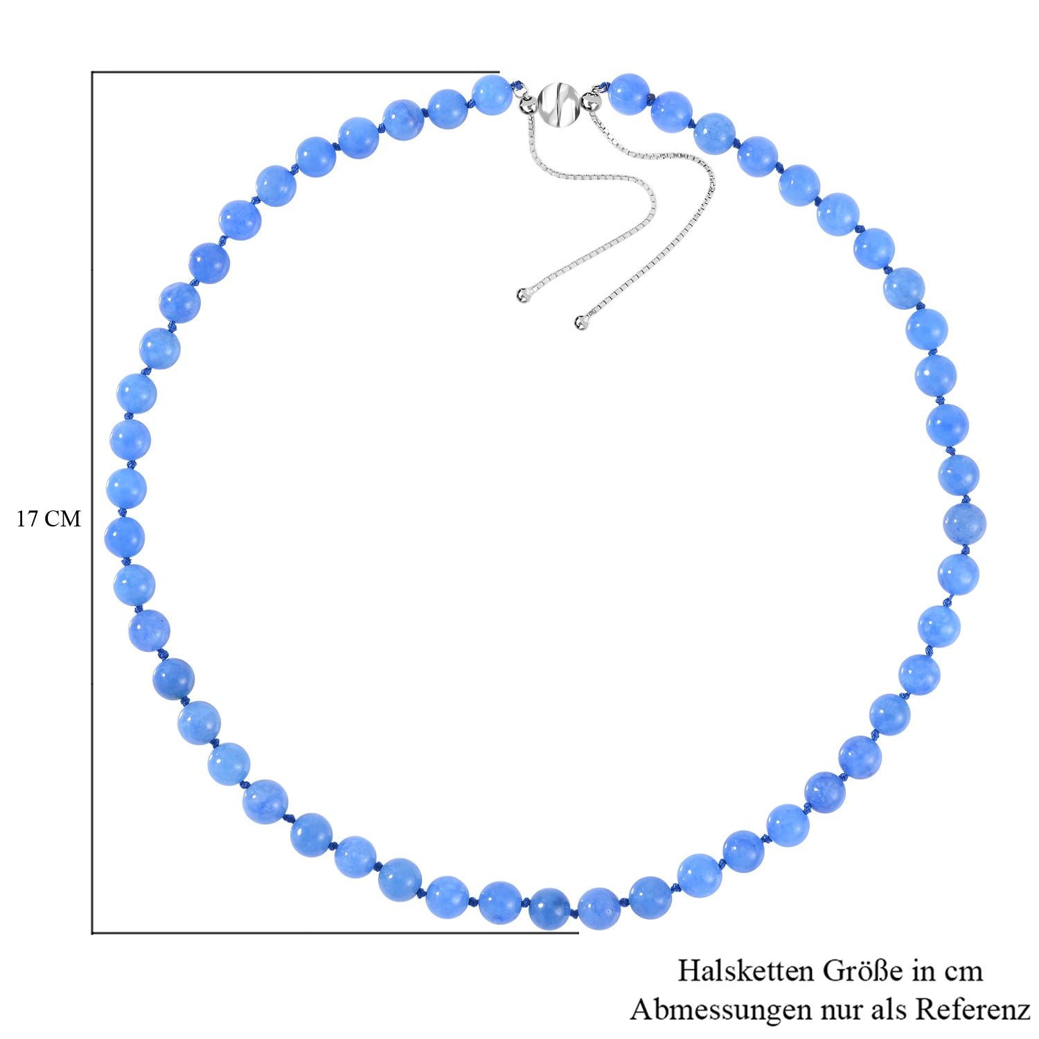 Blaue Jade Halskette ca. 45 cm 925 Silber rhodiniert ca. 213.95 ct