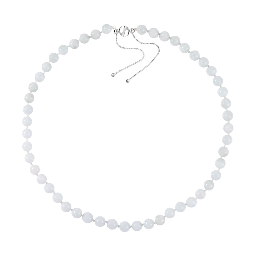 Weiße Jade Halskette ca. 45 cm 925 Silber rhodiniert ca. 208.95 ct