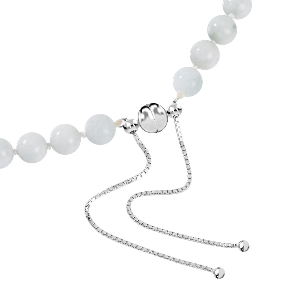 Weiße Jade Halskette ca. 45 cm 925 Silber rhodiniert ca. 208.95 ct