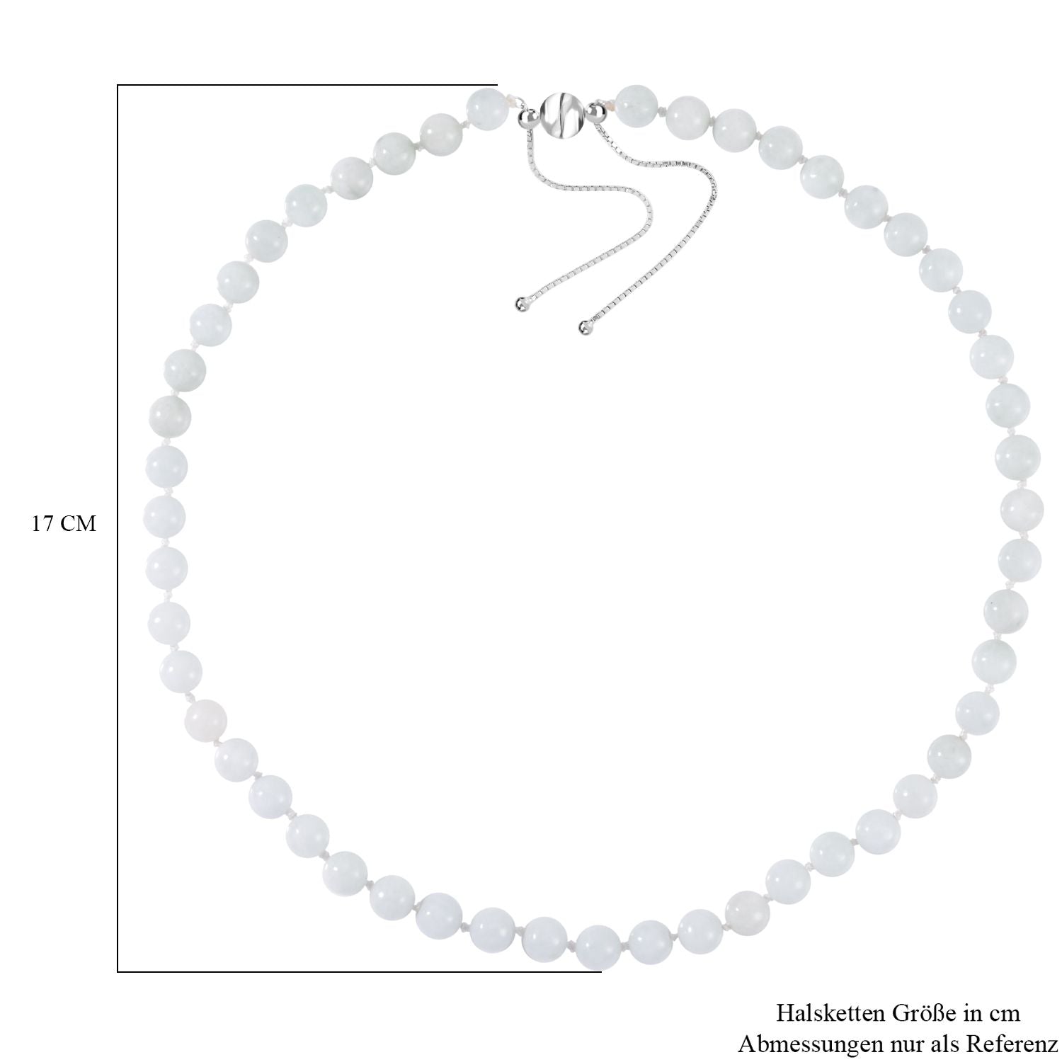 Weiße Jade Halskette ca. 45 cm 925 Silber rhodiniert ca. 208.95 ct
