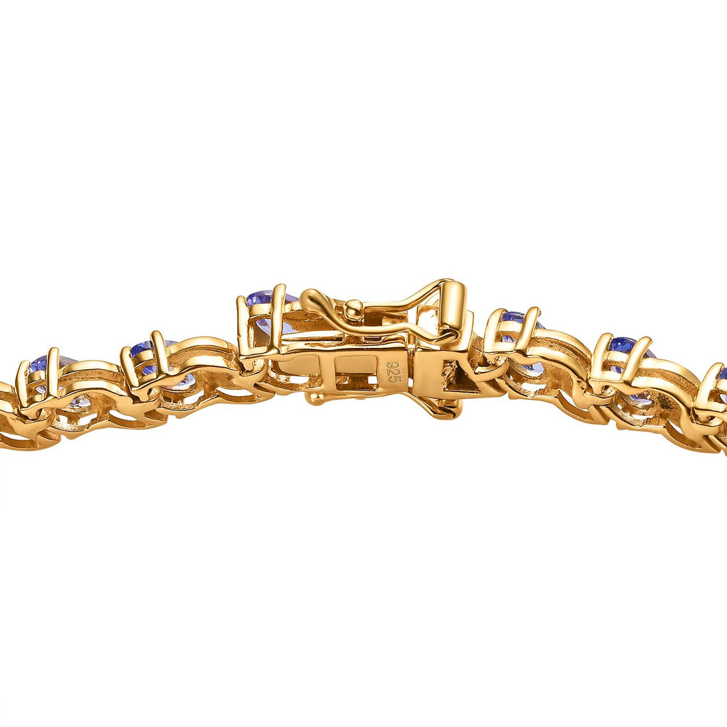Tansanit Armband ca. 19 cm 925 Silber vergoldet ca. 6.78 ct