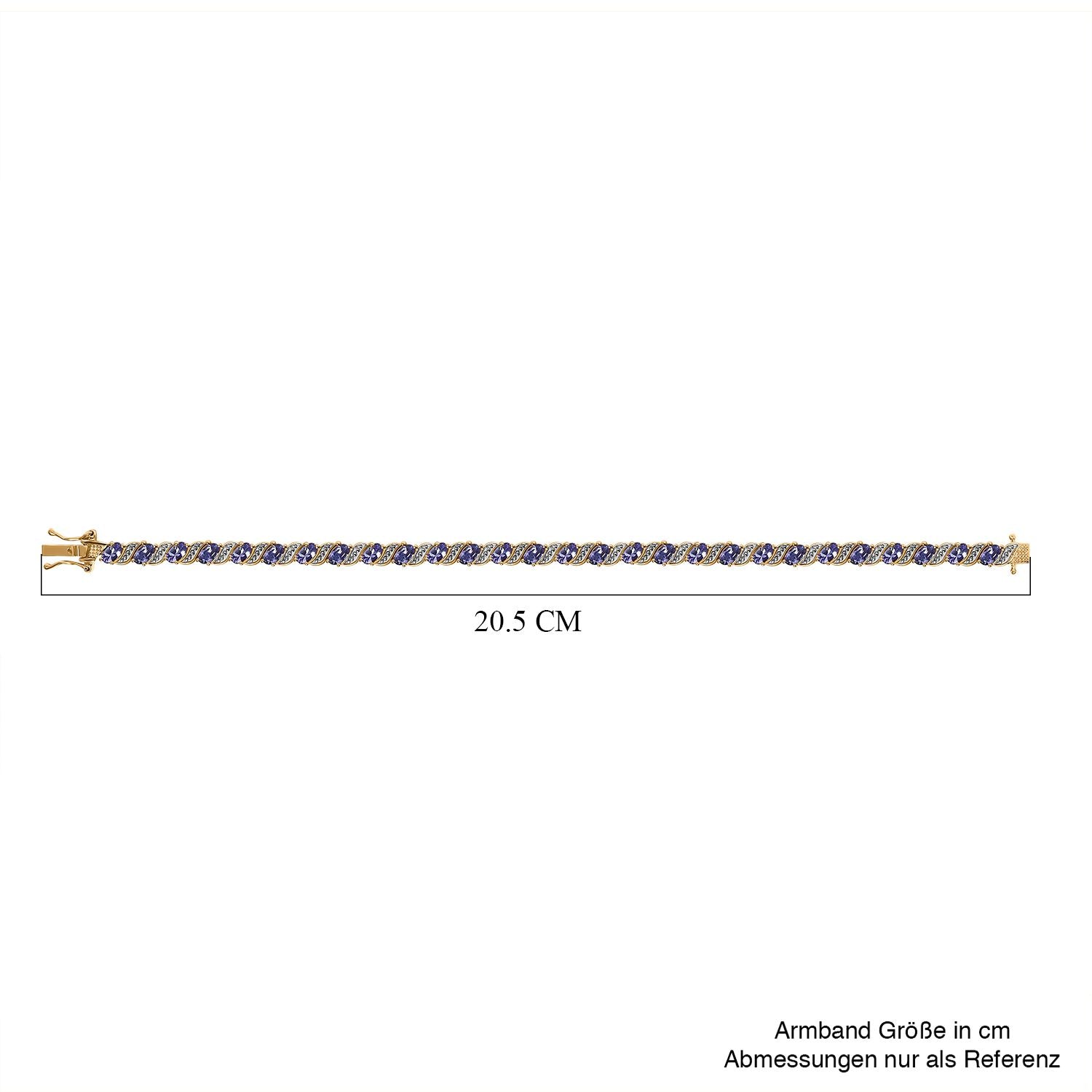 Tansanit Armband ca. 19 cm 925 Silber vergoldet ca. 6.78 ct