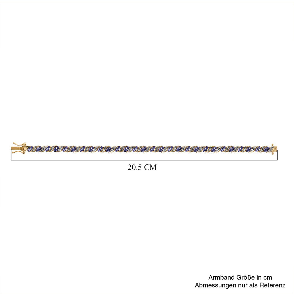 Tansanit Armband ca. 19 cm 925 Silber vergoldet ca. 6.78 ct