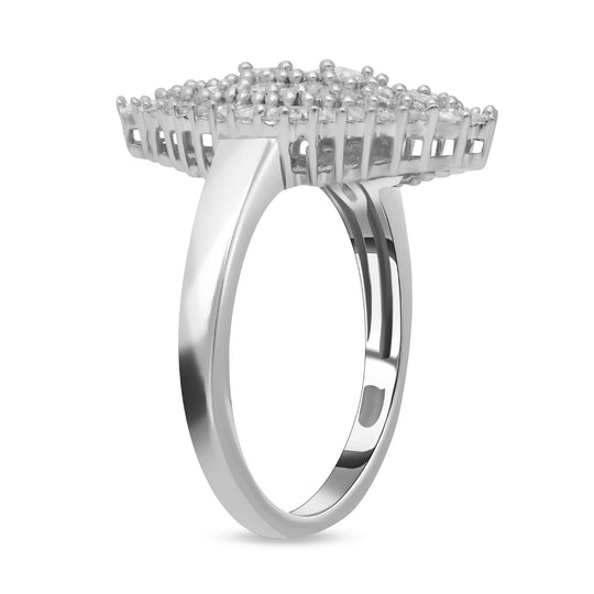 Weißer Diamant P3 Ring, 925 Silber platiniert (Größe 20.00) ca. 1.00 ct